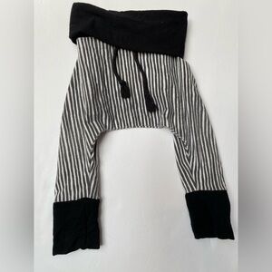 Kids Black & White Striped Harem Joggers with Black Waistband